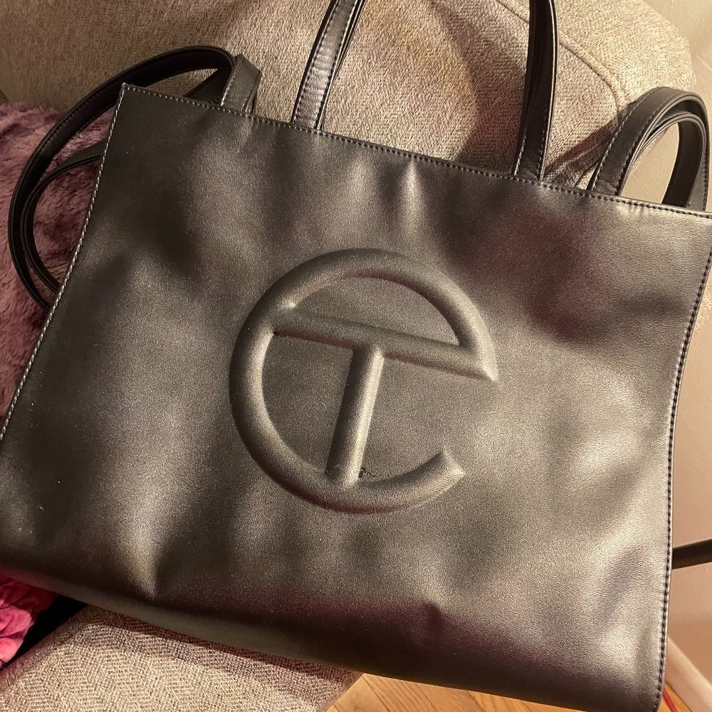 TELFAR MEDIUM BLACK SHOPPING BAG